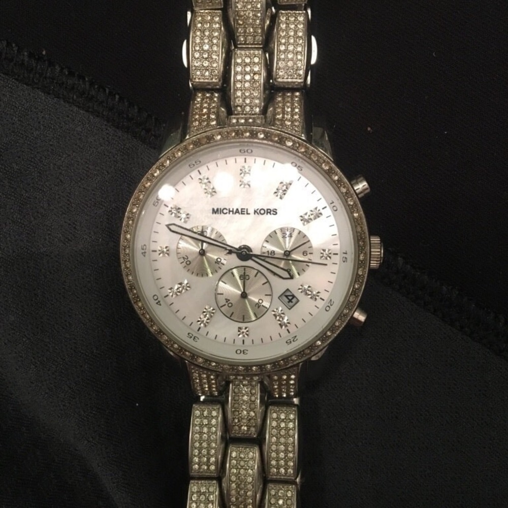 Michael Kors silver and diamond watch